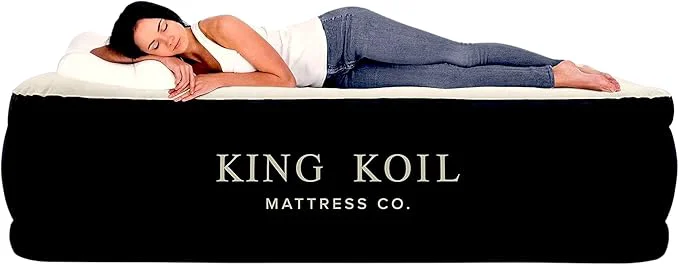 Healthy King Koil Pillow Top Plush Full Size Air Mattress with Built-in Pump for Home Camping amp Guests Inflatable Airbed Luxury Double High Adjustable Blow Up Bed Waterproof 1-Year Warranty Carefully Designed