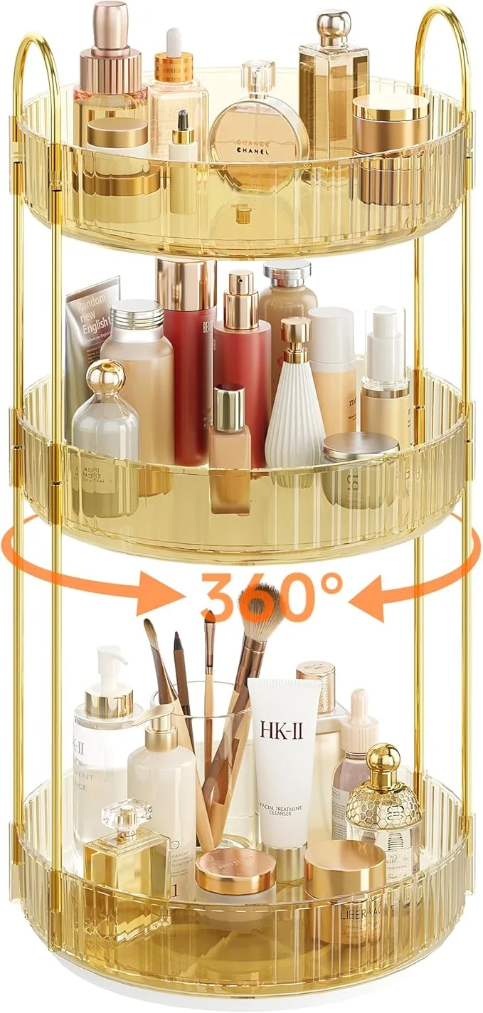 Green Rotating Makeup Organizer Countertop Skincare Organizers Spinning Perfume Superior