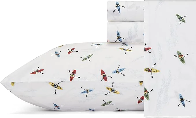 Dependable Eddie Bauer – Twin Sheet Set Cotton Percale Bed Sheets Crisp amp Cool Home Decor Dorm Room Essentials Kayaks White Twin High-Grade