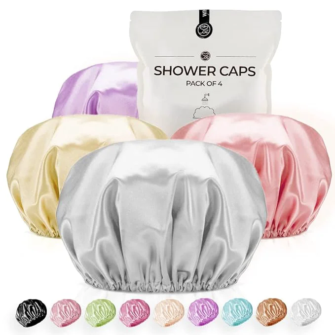 Original Shower Cap for Women Reusable Extra Large Shower Caps for Men Satin Double Contemporary