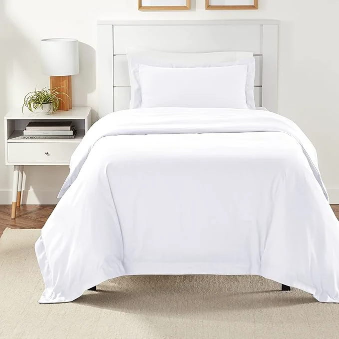 Fine Amazon Basics Lightweight 2-Piece Microfiber Duvet Cover Set with Zipper Closure Twin Twin XL Bright White Flexible