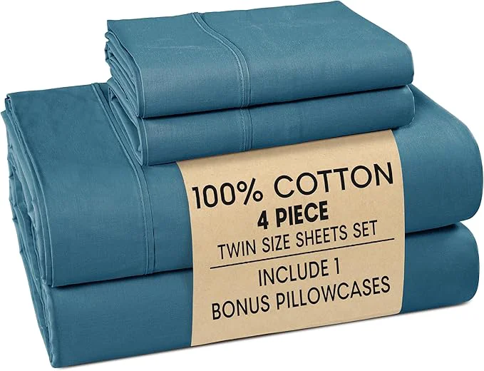 Expertly Made Casa Platino Sheet Set Twin Size – Cotton Bed Sheets Twin with 2 Pillowcases Ultra Soft amp Cozy Lightweight amp Breathable With 15 quot Deep Pocket Fitted Sheet Everyday Sheets – Blue Heaven Superior