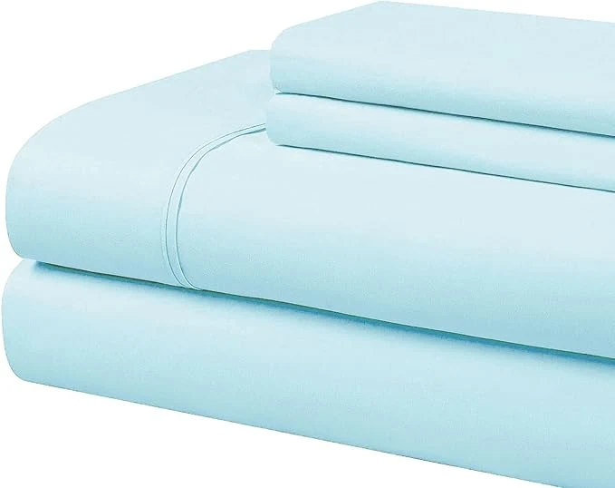 Original Design Cathay Home Essentials Ultra Soft Hypoallergenic Wrinkle Resistant Double Brushed Microfiber Bedding Sheet Set Aqua Queen Traditional