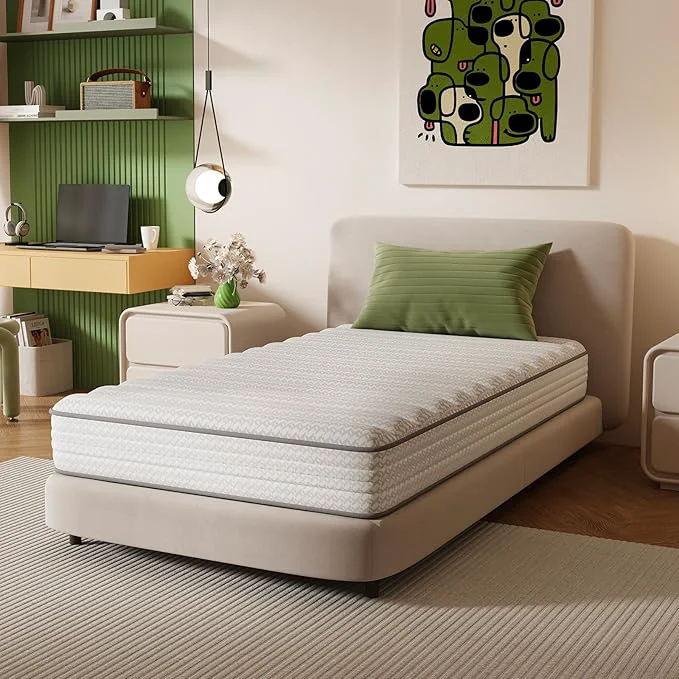 Original Novilla Queen Mattress 6 Inch Queen Size Mattresses in a Box with Smarts™ Coil for Pressure Relief Medium Plush Foam and Spring Hybrid Colchones with CertiPUR-US for Kids Trusted