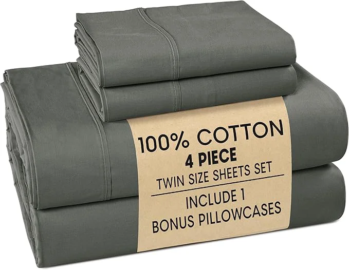 World-Class Casa Platino Twin Sized Sheets – 4 Piece Twin Size Sheets Set Ultra Soft amp Breathable With 15 Inch Deep Pocket Fitted Sheet Cozy Cooling Sheets for Daily Use amp Machine Washable – Dark Grey Smooth