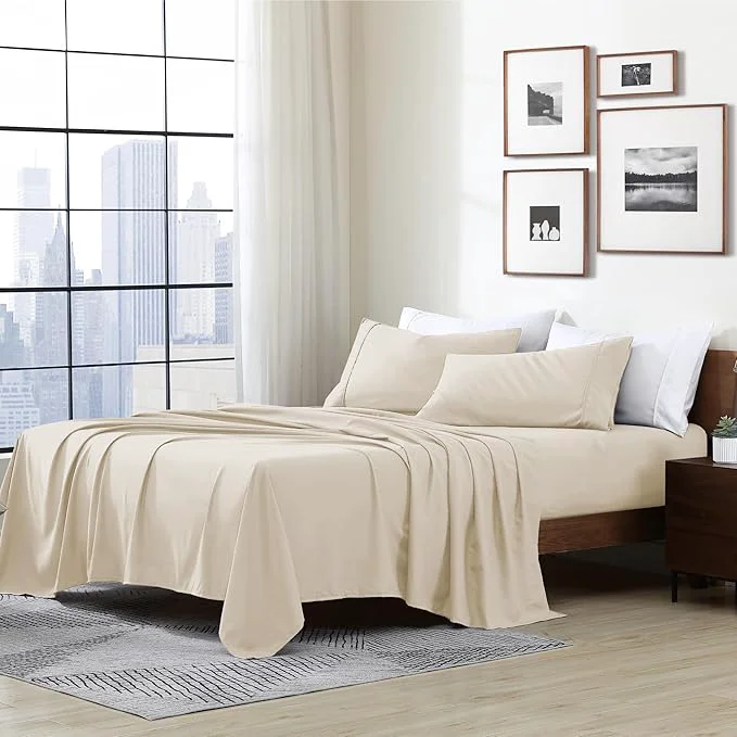 High-Grade Cathay Home Essentials Ultra Soft Hypoallergenic Wrinkle Resistant Double Brushed Microfiber Bedding Sheet Set Cream King Innovative
