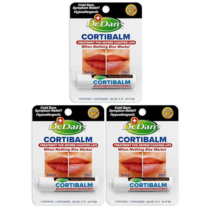 Reusable Dr. Dan’s Cortibalm- 3 Pack- for Dry Cracked Lips Sophisticated