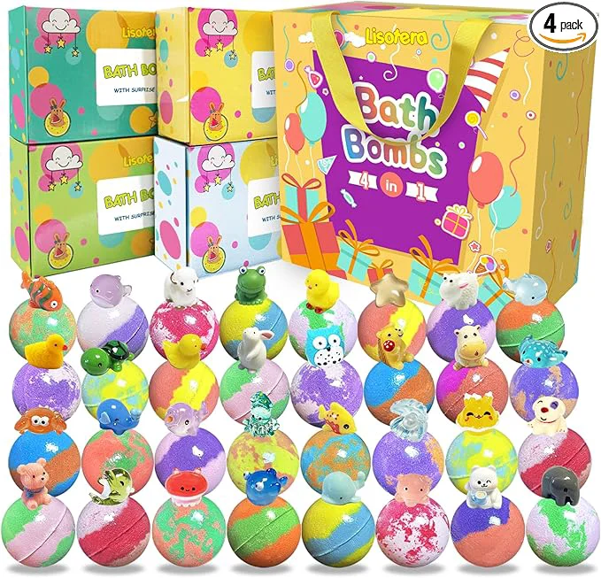 Original Design Bath Bombs for Kids with Surprise Inside 32 Pack Kids Bath Bombs with Land Long-Lasting
