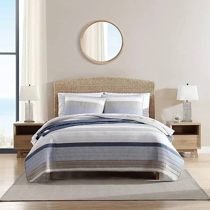 Sophisticated Nautica – Twin Quilt Set Soft amp Breathable Cotton Bedding with Medium Weight Feel Reversible 2 Piece Bed Set with Matching Pillowcase Galewood Blue Casual