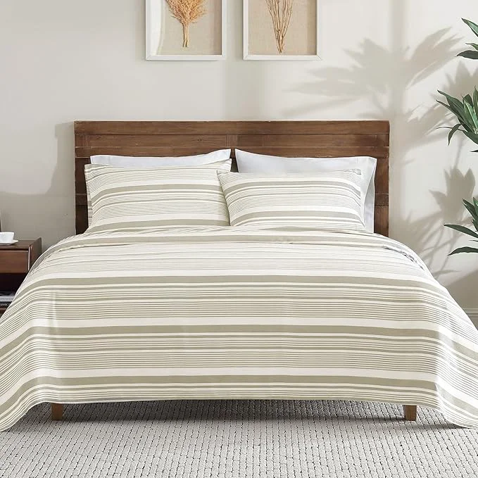 User-Friendly ClevaHome Classic Stripe Sheet Set – 4 Pieces Super Soft amp Breathable Bed Sheet Set with Deep Pocket Enhanced Comfort amp Easy Care Full Desert Stripe Safe