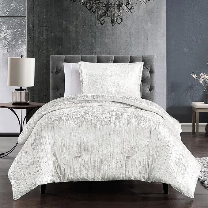 Trendy Riverbrook Home Turin Plush Comforter Set Twin White 2-Piece Set Versatile