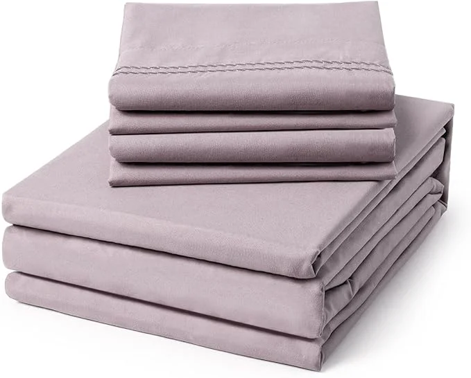 Consistent ClevaHome King Size Sheet Set – 6 Piece Soft Breathable Luxury Bed Sheet Set – Shrinkage amp Fade Resistant Embroidered Bedding Sheet with Deep Pocket 2 Extra Pillowcases King Purple Dove Quality