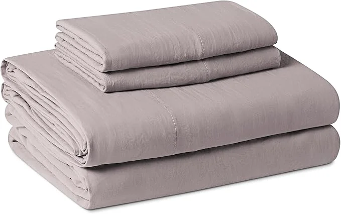 Exclusive Amazon Basics Full Bed Sheet 4-Piece Bedding Set Double Brushed Microfiber Ultra Soft Easy Care Purple Modern