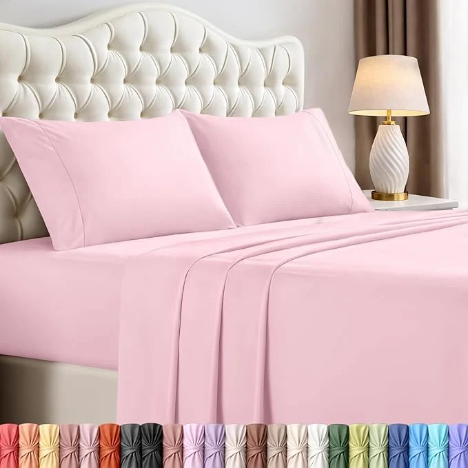 Reliable Utopia Bedding Queen Size Sheet Set – 4 Piece Bed Sheets Soft and Breathable Microfiber Includes 1 Fitted Sheet 1 Flat Sheet and 2 Pillowcases – Oeko Tex Crystal Pink Unique