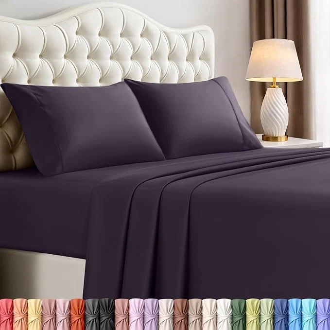 Professional Utopia Bedding California King Sheet Set – 4 Piece Bed Sheets for Cal King Size Bed Soft and Breathable Microfiber Includes 1 Fitted Sheet 1 Flat Sheet and 2 Pillowcases Purple Trusted