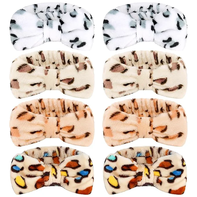 Luxury Ondder Leopard Terry Cloth Spa Headbands Breathable