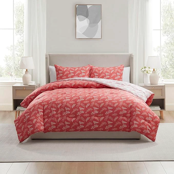 User-Friendly Nestl King Size Comforter Set – Pink Bed in a Bag King Size 3 Pieces Reversible Bed Set Soft Floral Bedding Set All Season Botanical Comforters with Pillow Shams Top-Quality