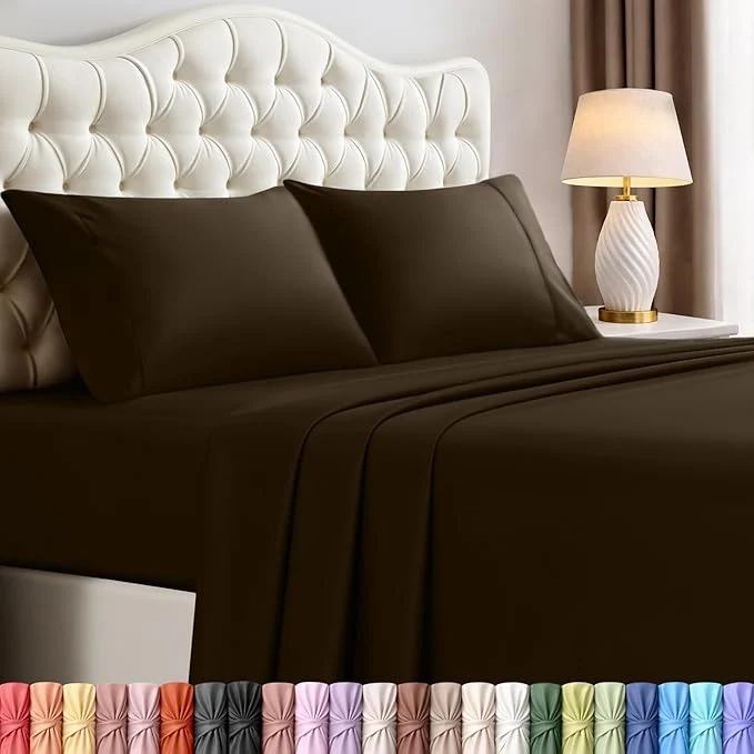 Consistent Utopia Bedding Full Size Sheet Set – 4 Piece Bed Sheets Soft and Breathable Microfiber Includes 1 Fitted Sheet 1 Flat Sheet and 2 Pillowcases – Oeko Tex Brown Unique