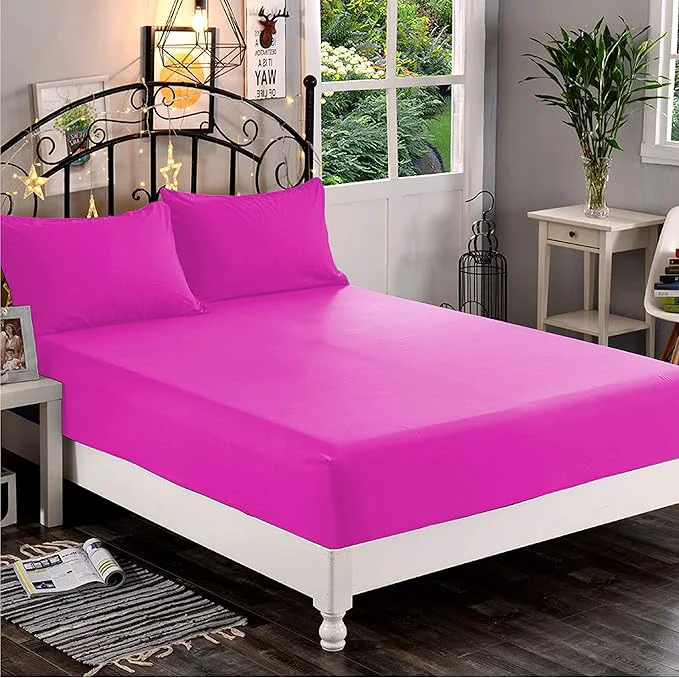 Unique Elegant Comfort 1500 Premium Hotel Quality 1-Piece Fitted Sheet Softest Quality Microfiber – Deep Pocket up to 16 inch Wrinkle and Fade Resistant King Hot Pink Exclusive