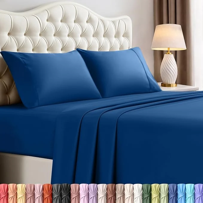 Exceptional Utopia Bedding Queen Size Sheet Set – 4 Piece Bed Sheets Soft and Breathable Microfiber Includes 1 Fitted Sheet 1 Flat Sheet and 2 Pillowcases – Oeko Tex Dusk Blue Premium Material