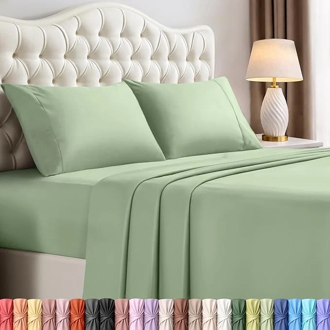 Innovative Utopia Bedding California King Sheet Set – 4 Piece Bed Sheets for Cal King Size Bed Soft and Breathable Microfiber Includes 1 Fitted Sheet 1 Flat Sheet and 2 Pillowcases Sage Professional
