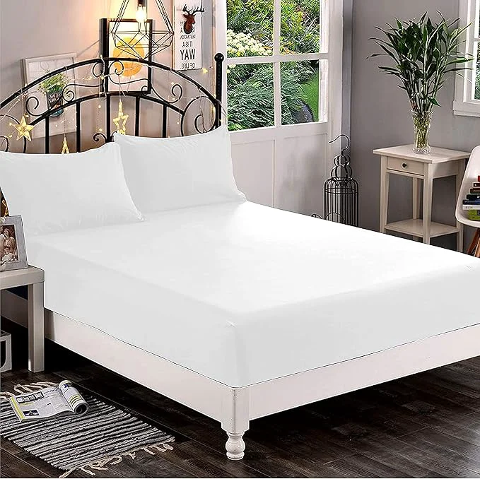 Professional Elegant Comfort 1500 Premium Hotel Quality 1-Piece Fitted Sheet Softest Quality Microfiber – Deep Pocket up to 16 inch Wrinkle and Fade Resistant California King White Comfortable