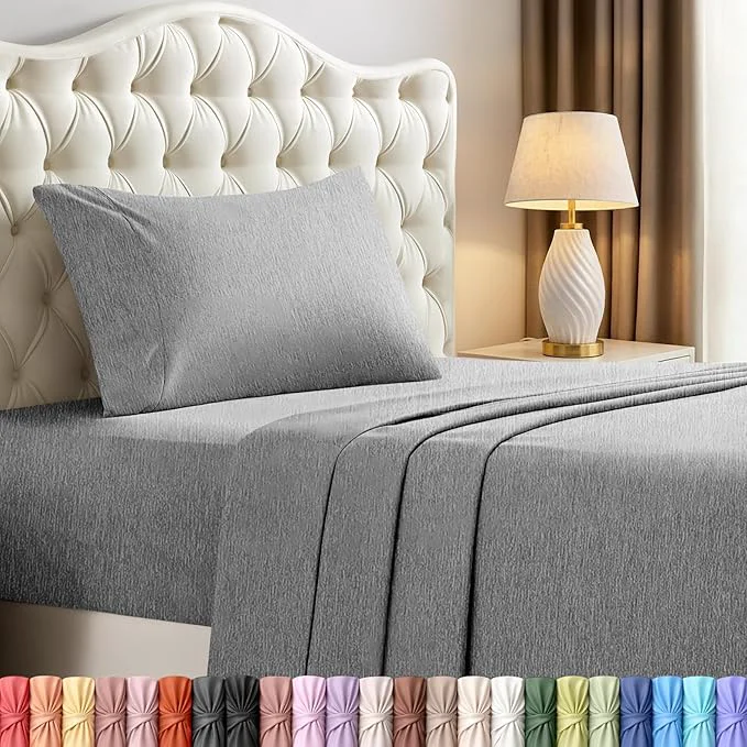 Artisan Utopia Bedding Twin Sheet Set – 3 Piece Bed Sheets for Cal King Size Bed Soft and Breathable Microfiber Includes 1 Fitted Sheet 1 Flat Sheet and 2 Pillowcases Heather Grey Organic