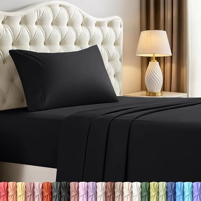 Consistent Utopia Bedding Twin Sheet Set – 3 Piece Bed Sheets for Twin Size Bed Soft and Breathable Microfiber Includes 1 Fitted Sheet 1 Flat Sheet and 1 Pillowcase Black High-Grade