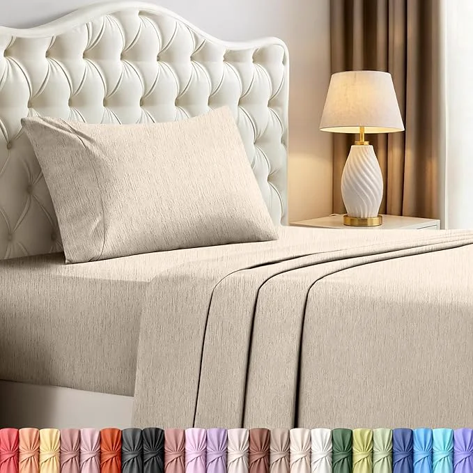Detailed Utopia Bedding Twin Sheet Set – 3 Piece Bed Sheets for Cal King Size Bed Soft and Breathable Microfiber Includes 1 Fitted Sheet 1 Flat Sheet and 2 Pillowcases Heather Beige Consistent