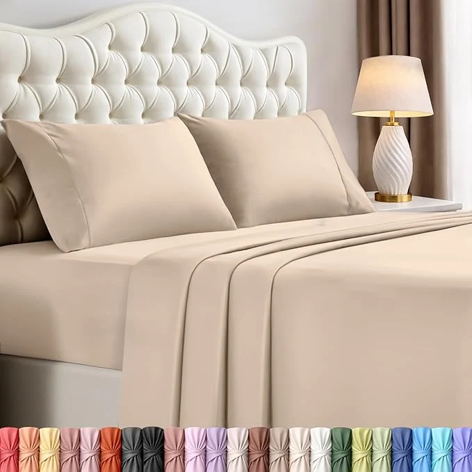 Long-Lasting Utopia Bedding Full Sheet Set – 4 Piece Bed Sheets for Full Size Bed Soft and Breathable Microfiber Includes 1 Fitted Sheet 1 Flat Sheet and 2 Pillowcases Beige Advanced