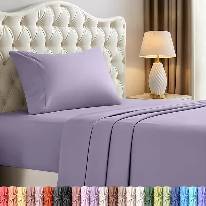 Exclusive Utopia Bedding Twin Sheet Set – 3 Piece Bed Sheets for Twin Size Bed Soft and Breathable Microfiber Includes 1 Fitted Sheet 1 Flat Sheet and 1 Pillowcase – Oeko Tex Lavender Innovative
