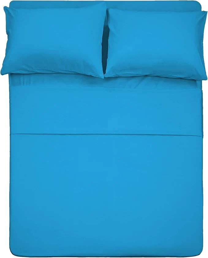 Eco-Friendly Season 4 Piece Bed Sheet Set Queen Dark Teal 1 Flat Sheet 1 Fitted Sheet and 2 Pillow Cases Brushed Microfiber 1800 Luxury Bedding Deep Pockets Extra Soft amp Fade Resistant High-Grade