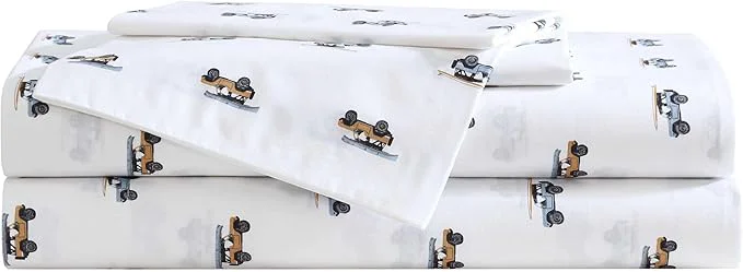 Carefully Designed Eddie Bauer – Full Sheet Set Breathable Cotton Percale Bedding Set with Matching Sham s Crisp amp Cool Bedding Essentials Oeko-Tex Out to The Beach Orange Full Crafted