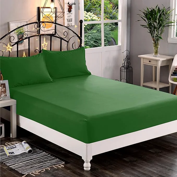 Sophisticated Elegant Comfort 1500 Premium Hotel Quality 1-Piece Fitted Sheet Softest Quality Microfiber-Deep Pocket up to 16 inch Wrinkle and Fade Resistant California King Hunter Green Smooth