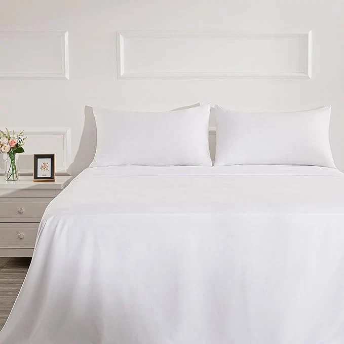 Top-Quality 4 Piece Bed Sheet Set Full White 1 Flat Sheet 1 Fitted Sheet and 2 Pillow Cases Brushed Microfiber Luxury Bedding with Deep Pockets Innovative