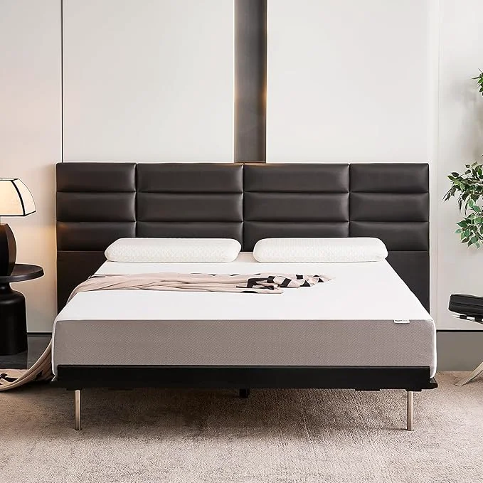 Lightweight Amazon Basics Breathable Gel Memory Foam Mattress Medium Firm 10 Inch King White Grey Environmentally Friendly