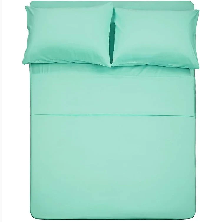 Innovative 4 Piece Bed Sheet Set Queen Mint 1 Flat Sheet 1 Fitted Sheet and 2 Pillow Cases Brushed Microfiber Luxury Bedding with Deep Pockets Powerful