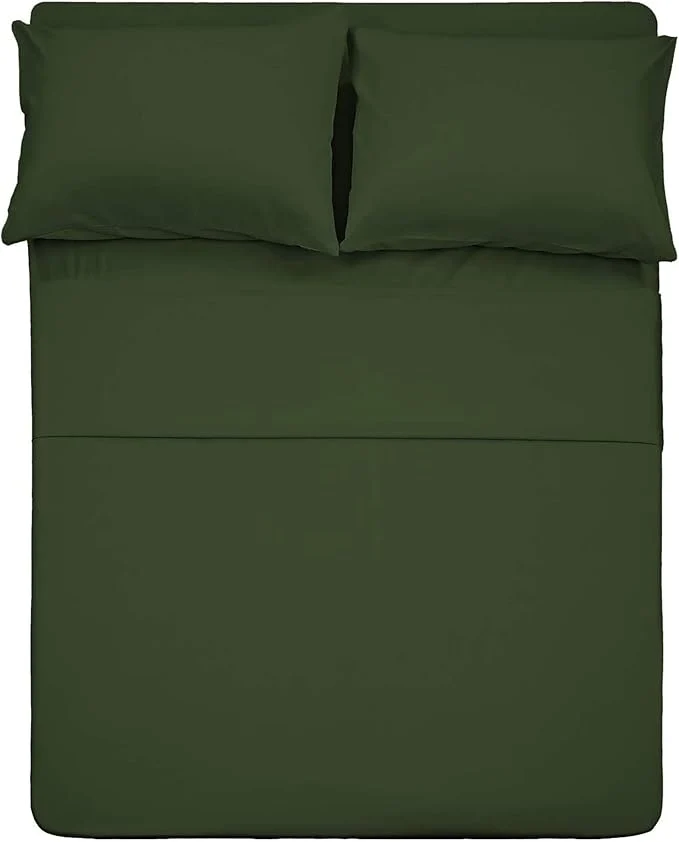 Secure Season 4 Piece Bed Sheet Set Full Size Olive Green 1 Flat Sheet 1 Fitted Sheet and 2 Pillow Cases Brushed Microfiber 1800 Luxury Bedding Deep Pockets Extra Soft amp Fade Resistant Relaxed