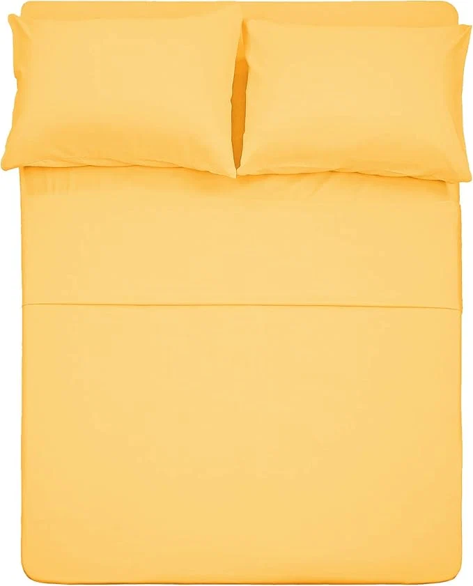 Superior Season 4 Piece Bed Sheet Set Queen Yellow 1 Flat Sheet 1 Fitted Sheet and 2 Pillow Cases Brushed Microfiber 1800 Luxury Bedding Deep Pockets Extra Soft amp Fade Resistant Authentic