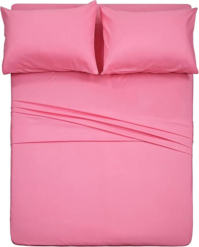 User-Friendly Season 4 Piece Bed Sheet Set Twin XL Size Peach Pink Color 1 Flat Sheet 1 Fitted Sheet and 2 Pillow Cases Brushed Microfiber Sheets Set Deep Pockets Extra Soft amp Fade Resistant World-Class