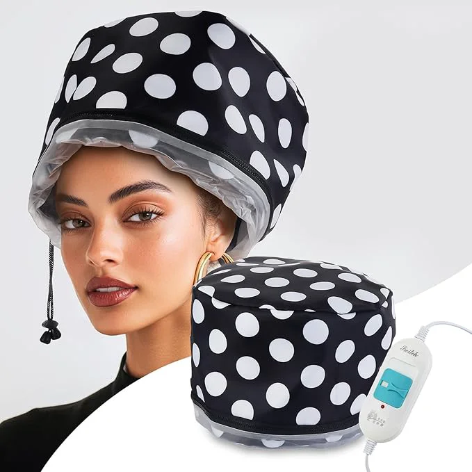 Trendy Electric Hair Steamer Cap with 2 Mode Temperature Control Removable Washable Green