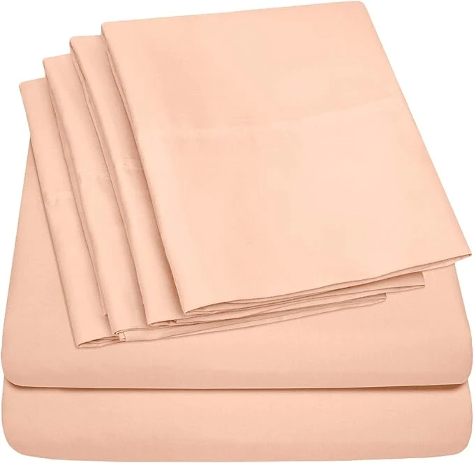 Detailed Sweet Home Collection 6 Piece Bed Sheet Set RV Short Queen Peach Carefully Designed