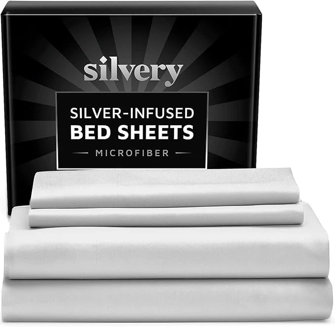 Minimalist Silvery Silver Infused Bed Sheets Set – Ultra-Soft Temperature-Regulating Fabric with Self-Cleaning Technology™ That Stays Fresh 3X Longer for Hygienic Sleep Green