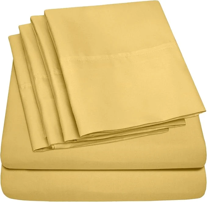 Premium Material King Size Bed Sheets – 6 Piece 1500 Supreme Collection Fine Brushed Microfiber Deep Pocket King Sheet Set Bedding – 2 Extra Pillow Cases Great Value King Yellow Durable