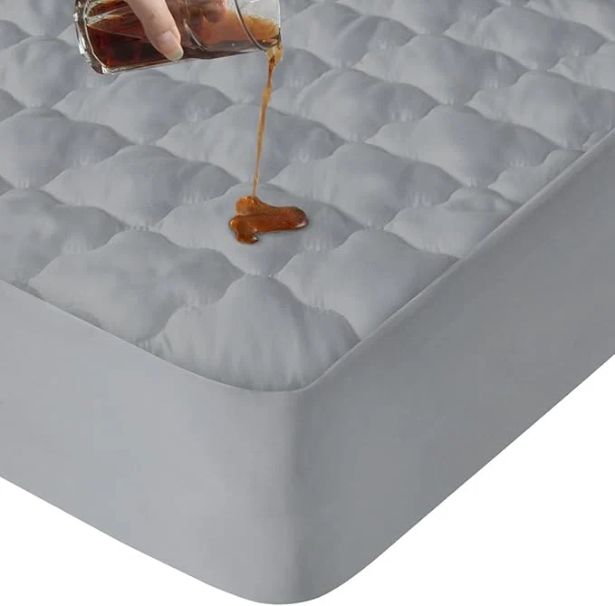 User-Friendly King Mattress Protector Pad Waterproof Quilted Breathable amp Cooling King Size Mattresses Cover Protector Fitted with Deep Pocket Up to 18 quot Gray Soft