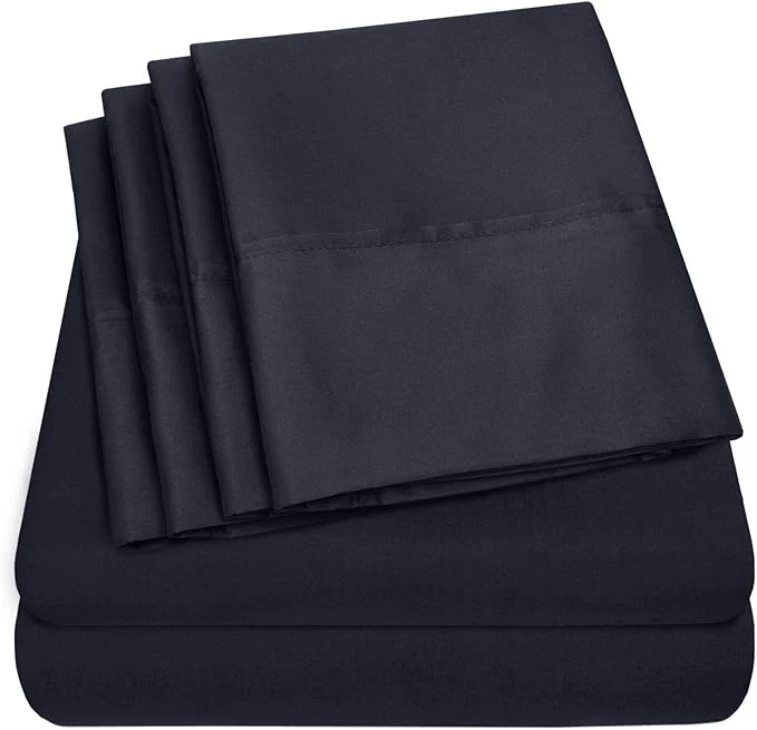 Fast Cal King Size Bed Sheets – 6 Piece 1500 Supreme Collection Fine Brushed Microfiber Deep Pocket California King Sheet Set Bedding – 2 Extra Pillow Cases Great Value California King Navy Sophisticated