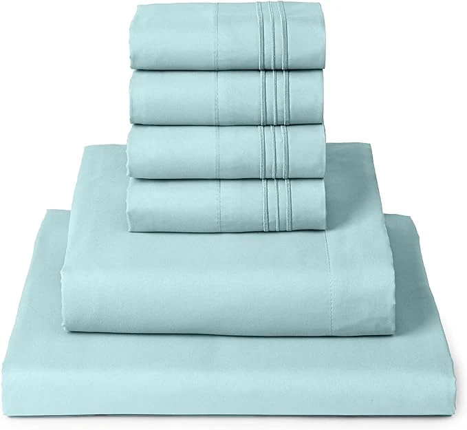 Verified Mellanni California King Sheet Set – 6-Piece Iconic Collection Bedding Including 4 Pillowcases 16-Inch Deep Pocket Easy Care Extra Soft Cooling Sheets Brushed Microfiber – Aqua Fashionable