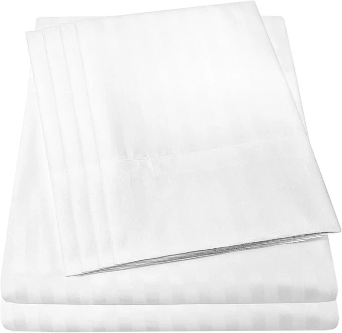 Detailed Twin Size Bed Sheets – 4 Piece 1500 Supreme Collection Fine Brushed Microfiber Deep Pocket Twin Sheet Set Bedding – 1 EXTRA PILLOW CASES GREAT VALUE Twin Dobby White Traditional
