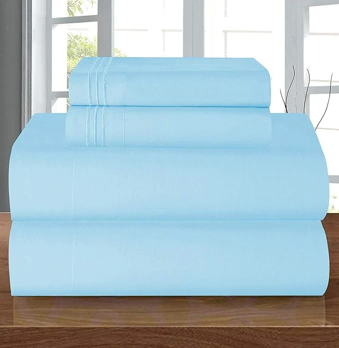 Breathable Elegant Comfort Luxury 1500 Premium Hotel Quality Microfiber 4-Piece Sheet Set – Wrinkle Resistant All Around Elastic Fitted Sheet Deep Pocket up to 16 quot Queen Aqua Top-Quality