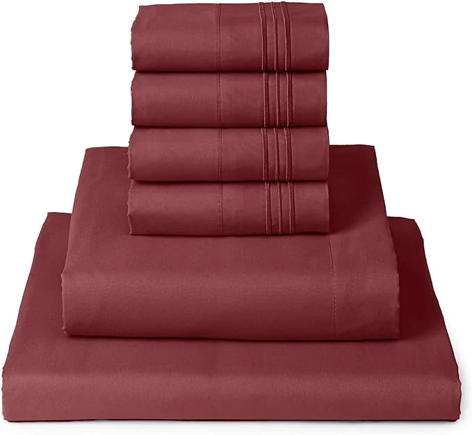 Long-Lasting Mellanni Full Sheet Set – 6-Piece Iconic Collection Bedding Including 4 Pillowcases 16-Inch Deep Pocket Easy Care Extra Soft Cooling Sheets Brushed Microfiber – Brick Red Safe